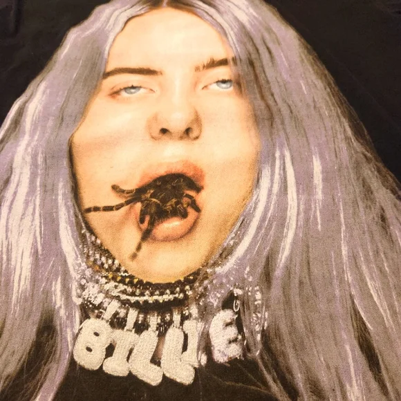 Billie Eilish Black Spider Band Shirt Size Small - Picture 2 of 6